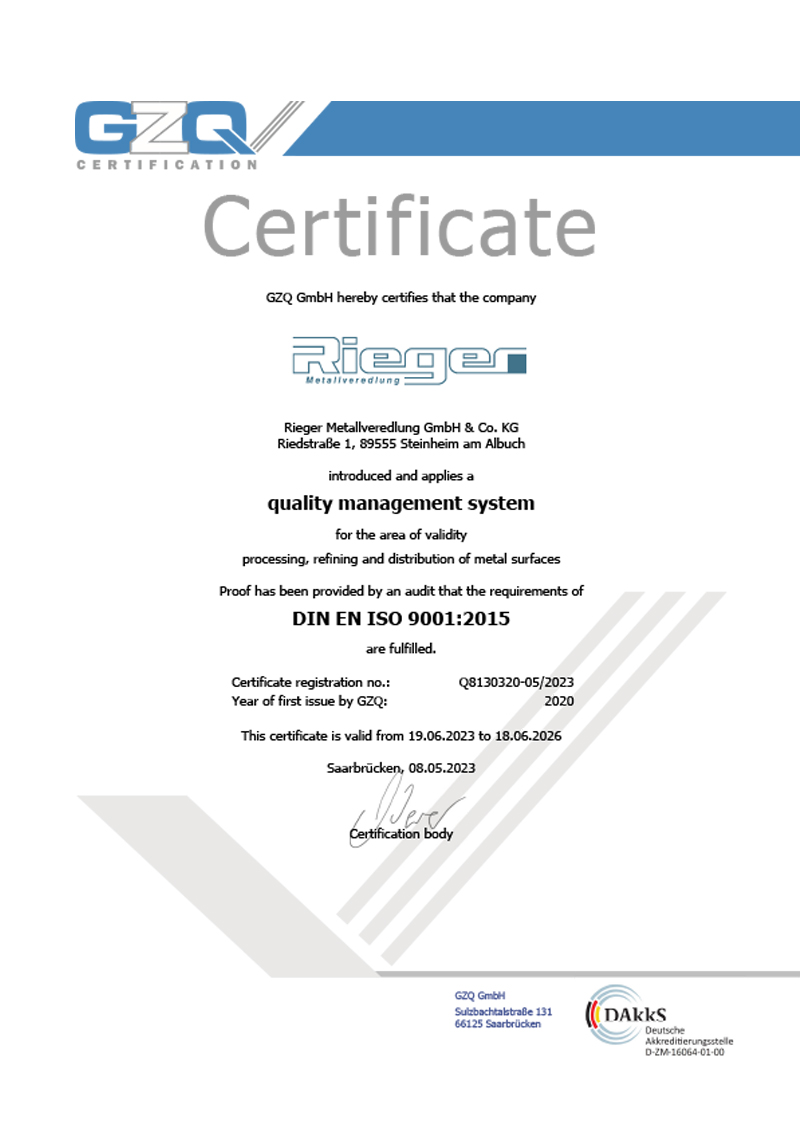 ISO certificate