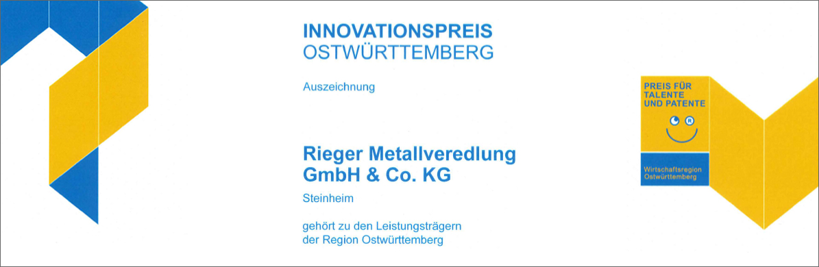 Rieger Metallveredlung – Innovationspreis Ostwürttemberg 2019